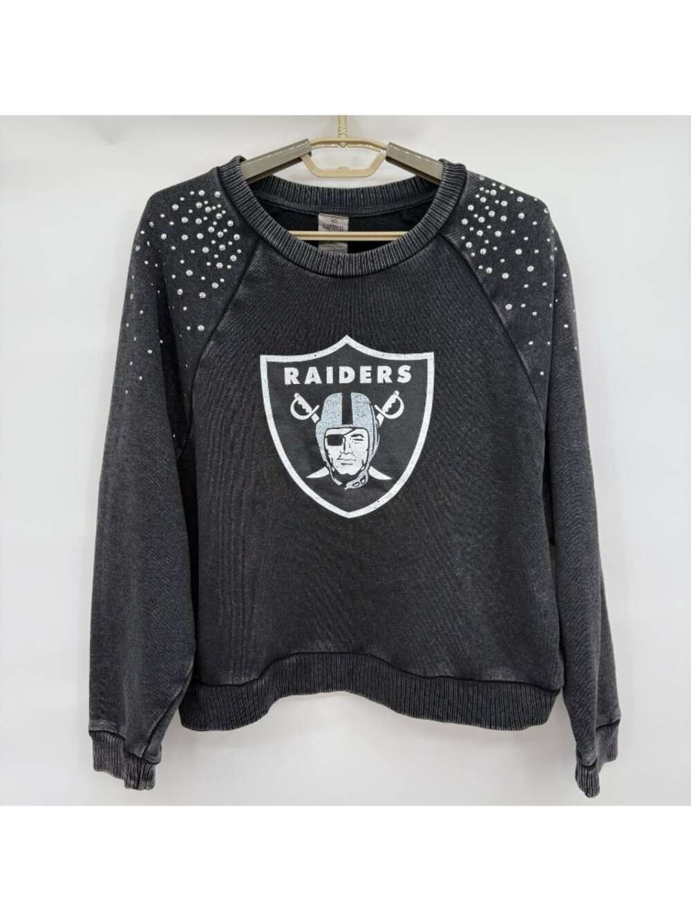NFL Las Vegas Raiders Gameday Couture Crewneck Sweatshirt XL Studded Black